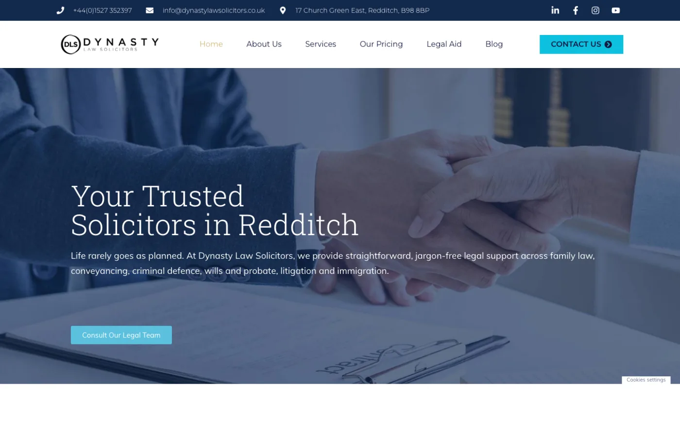Dynasty Law Solicitors website built by Ummah Design
