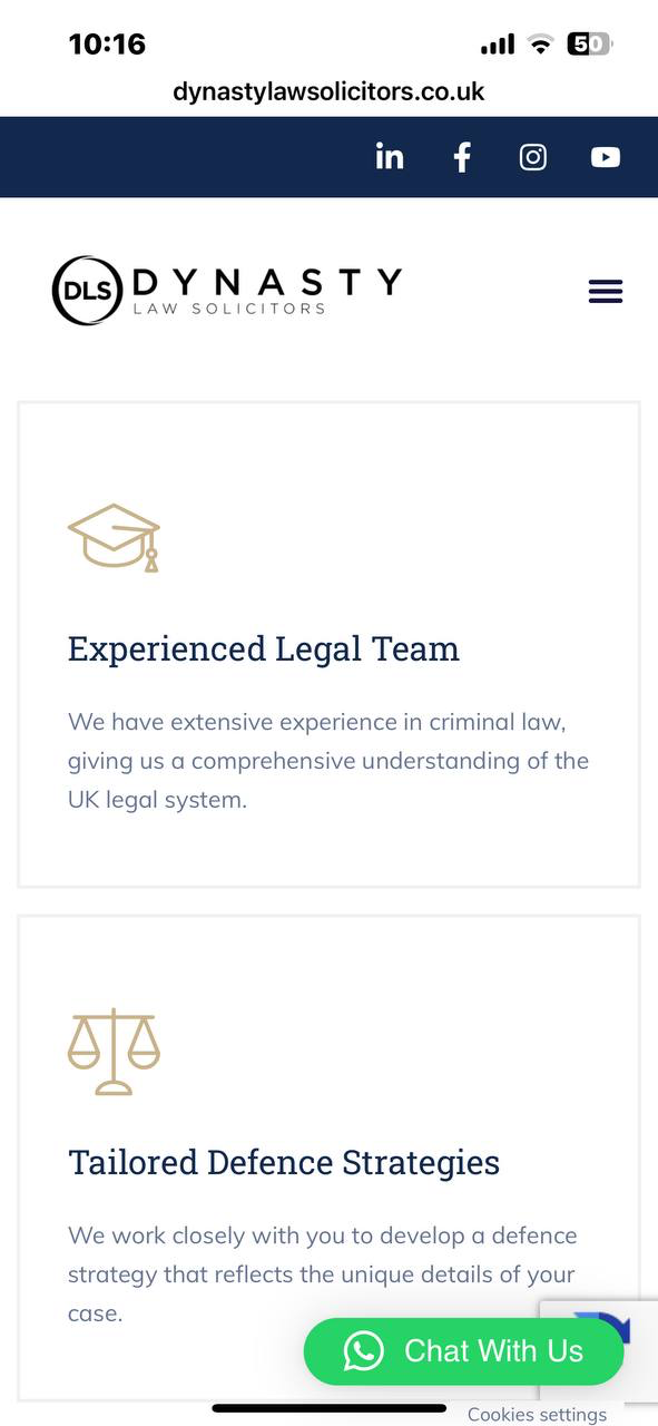 Dynasty Law why choose us section on mobile