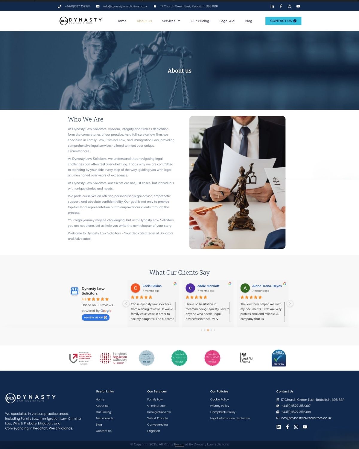 Dynasty Law Solicitors homepage detail