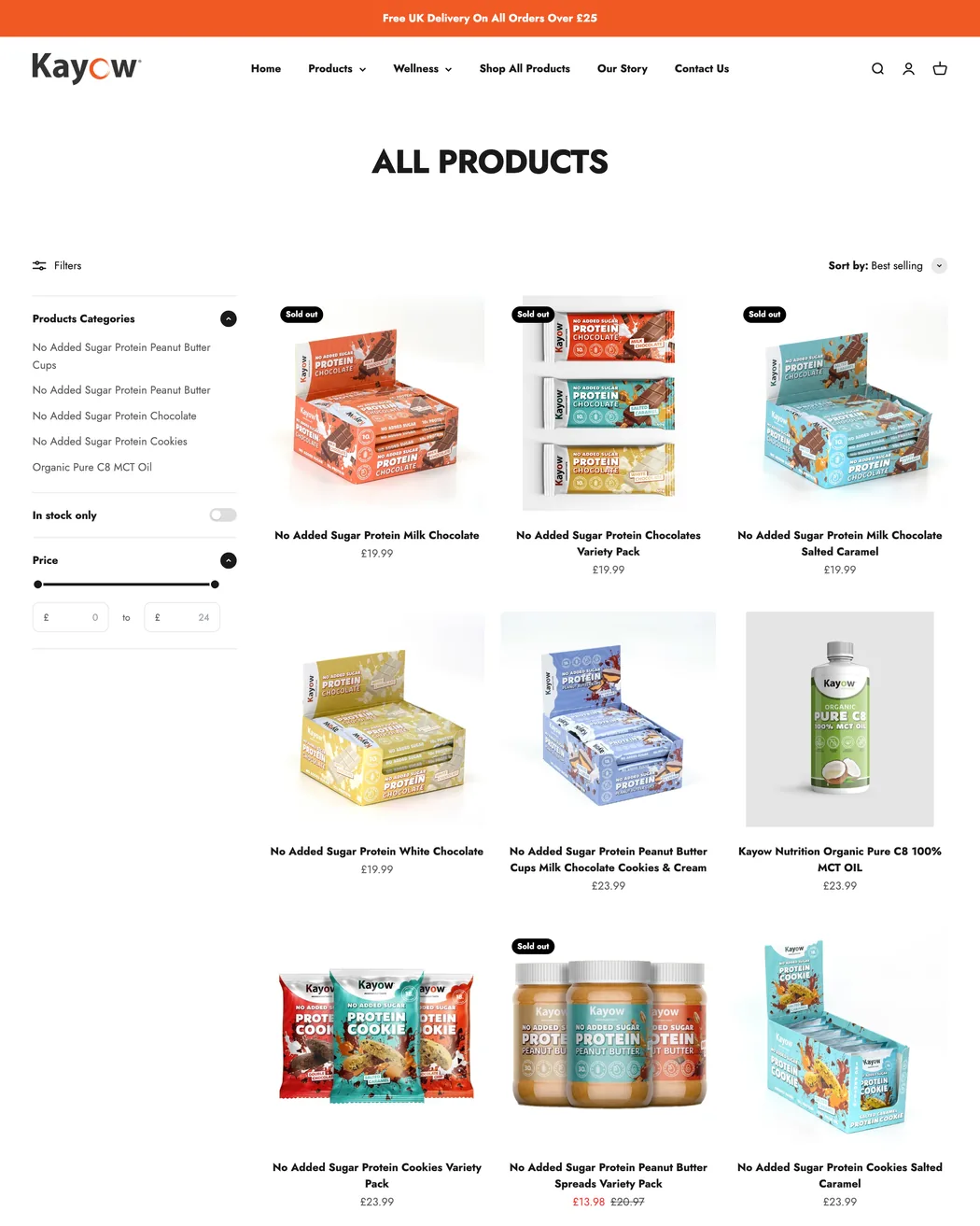 Kayow Nutrition all products collection page