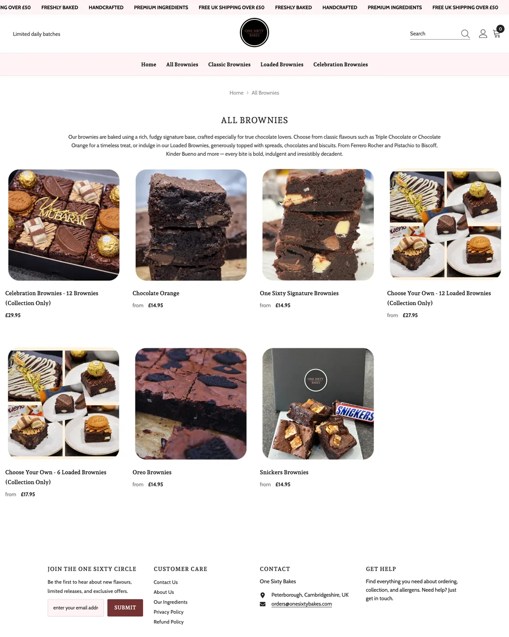 One Sixty Bakes all brownies collection page