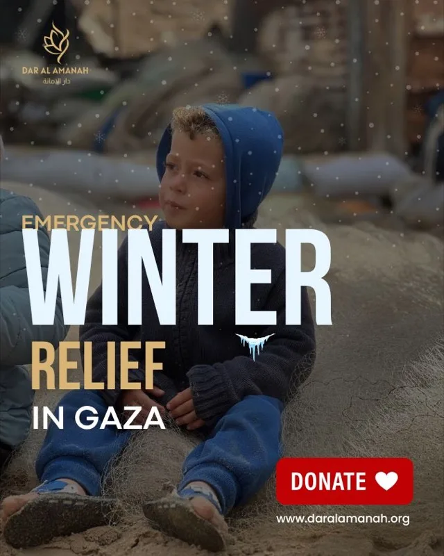Emergency winter relief in Gaza — child in winter clothing