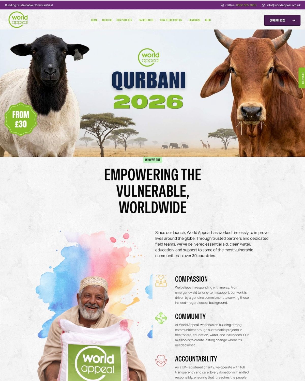 World Appeal Qurbani 2026 campaign homepage