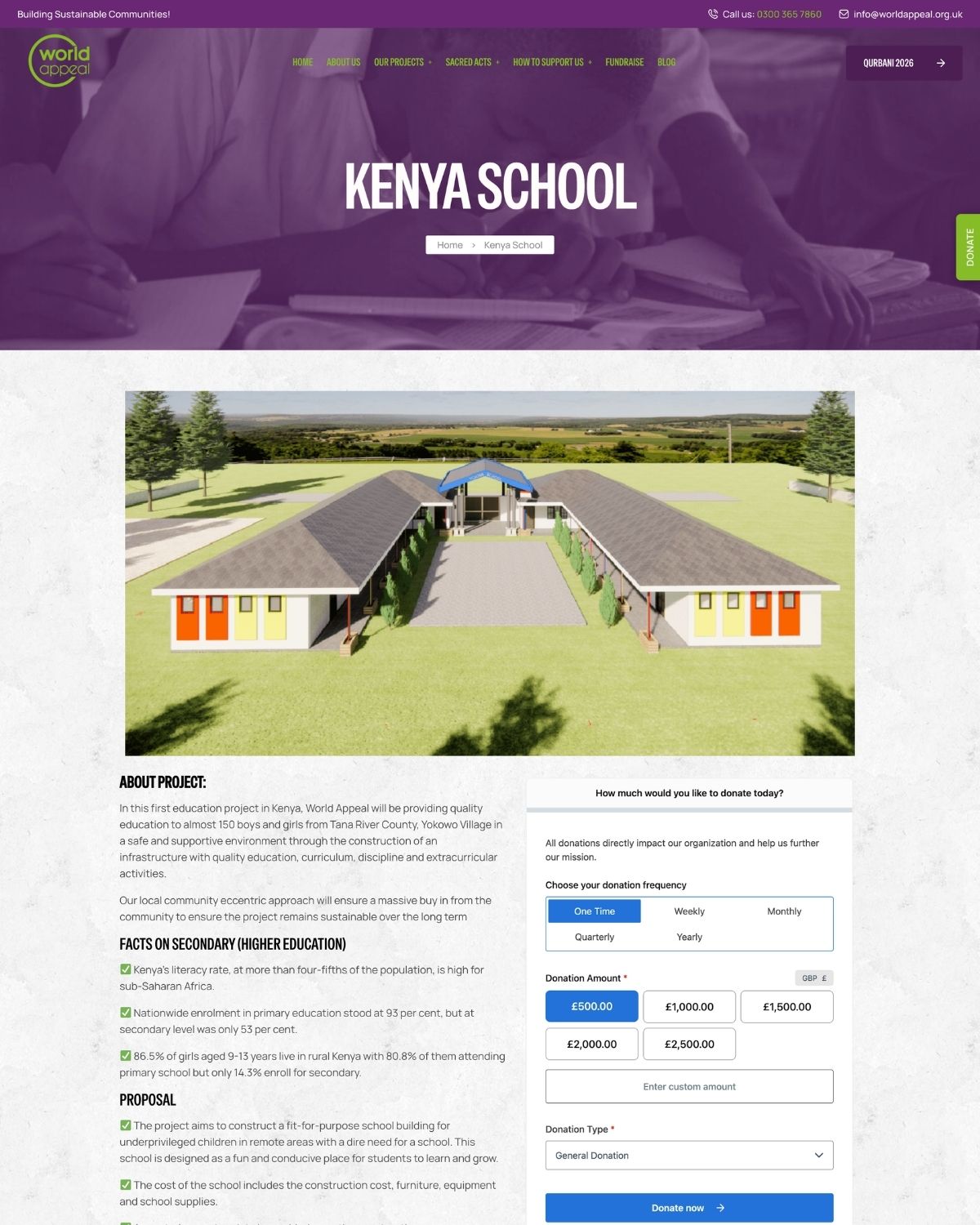 World Appeal Kenya School project page